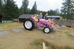 Unger fra Seierstad og Tjølling på traktoren på N-setra 27.7.14